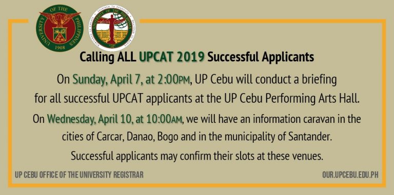 UPCAT Confirmation Caravan on April 7 and 10, 2019