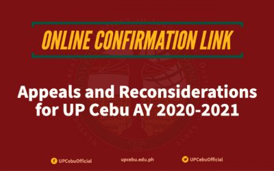Online Confirmation for Appeal to UP Cebu (2020)