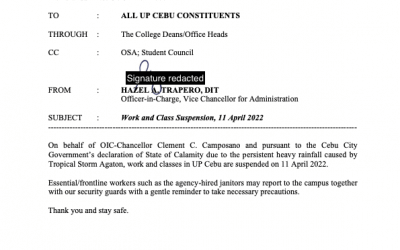 WORK AND CLASS SUSPENSION, 11 April 2022